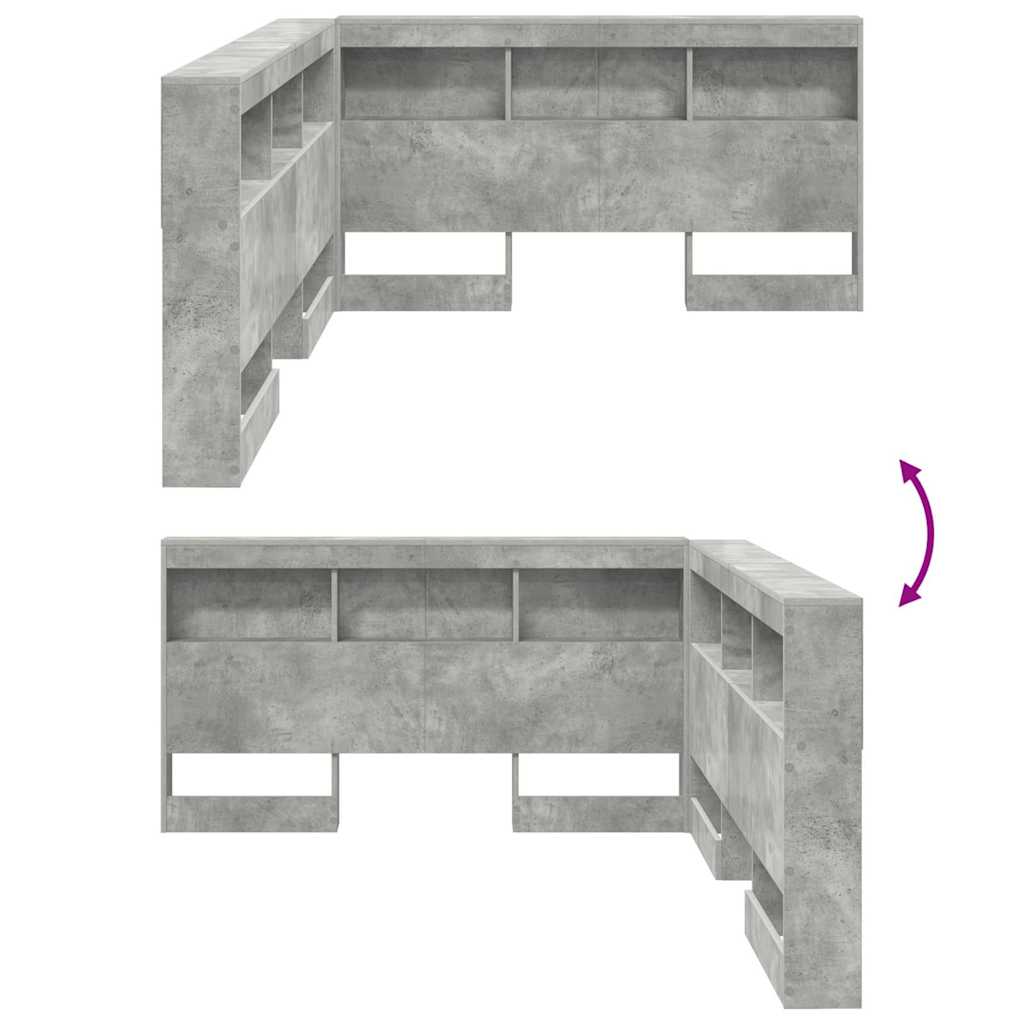 Cabeceira de armazenamento Cinzento cimento 160 cm