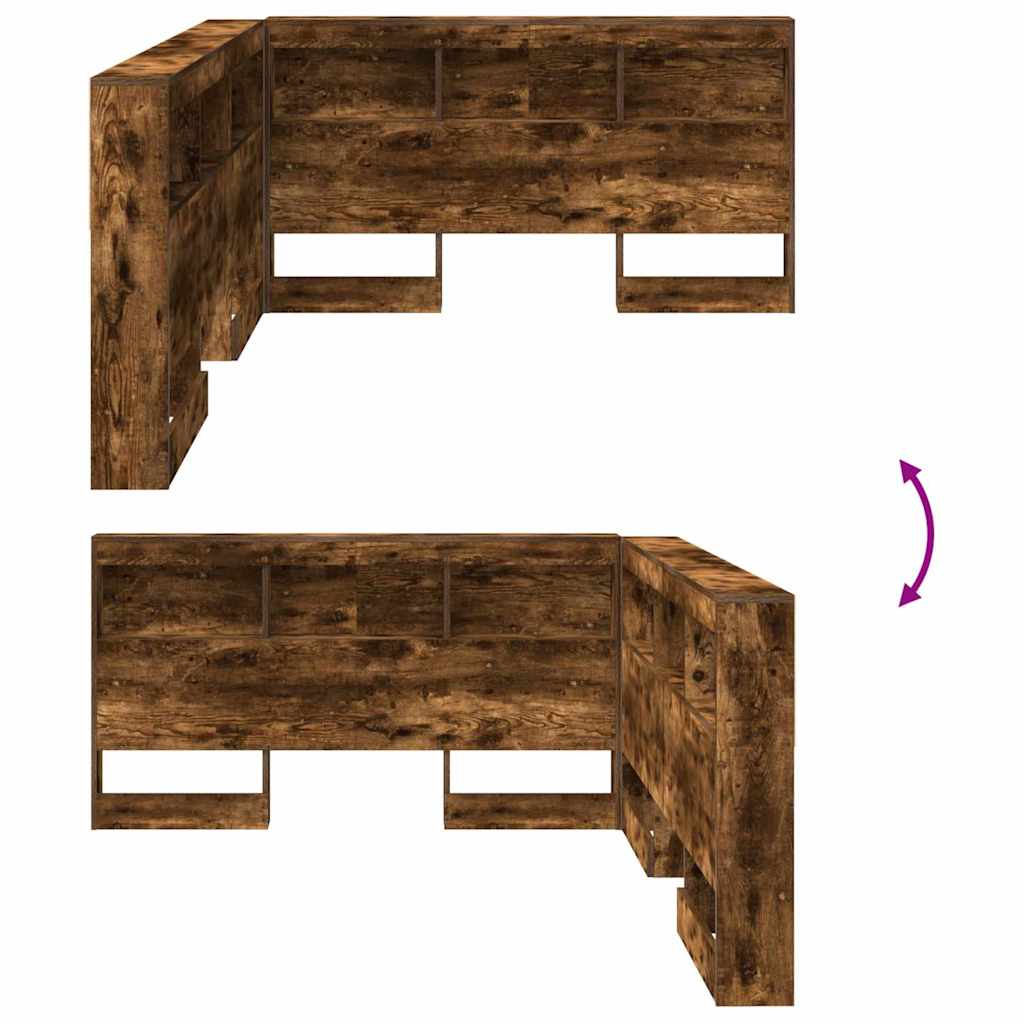 Cabeceira de armazenamento com cabeceira Carvalho fumado 160 cm