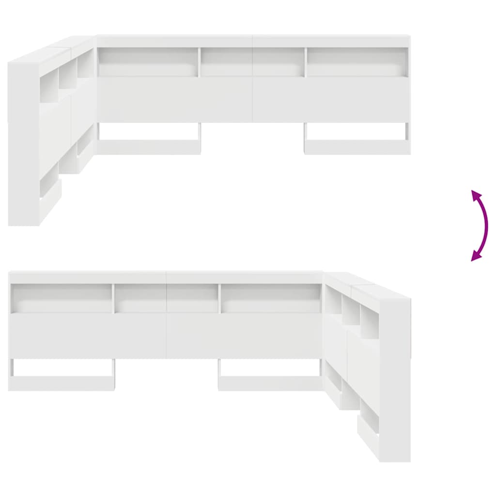 Cabeceira de armazenamento Branco 180 cm Madeira processada