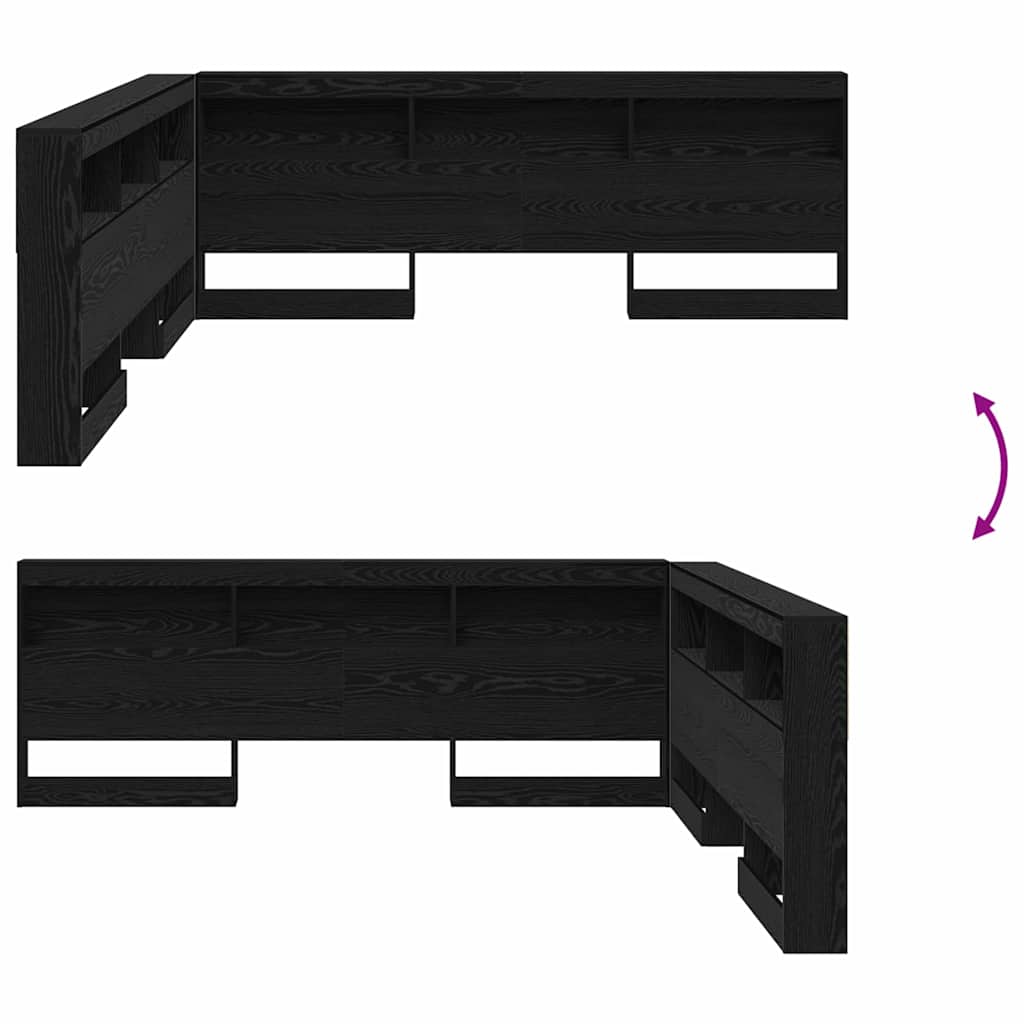 Cabeceira de armazenamento com prateleira Carvalho preto 180 cm
