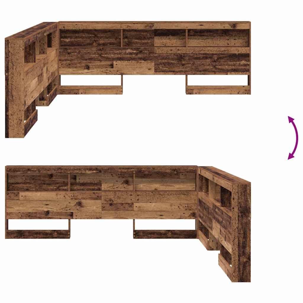 Cabeceira de armazenamento com prateleira Madeira antiga 180 cm