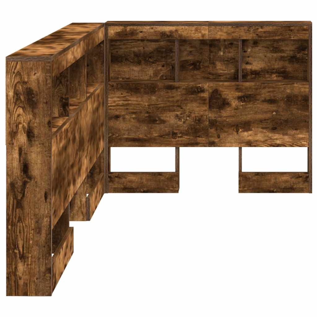 Cabeceira de armazenamento com prateleira Carvalho fumado 90 cm