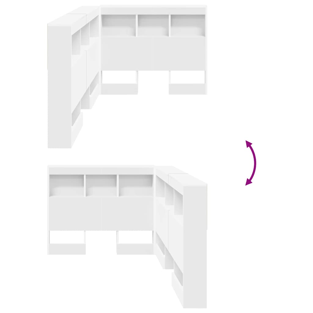 Cabeceira de armazenamento Branco 75 cm Madeira processada