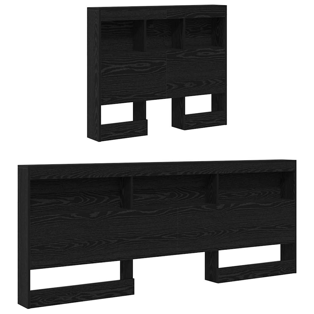 Cabeceira de armazenamento com prateleira Carvalho preto 75 cm