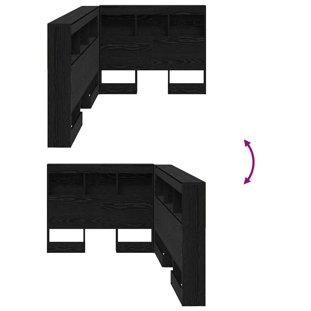 Cabeceira de armazenamento com prateleira Carvalho preto 75 cm