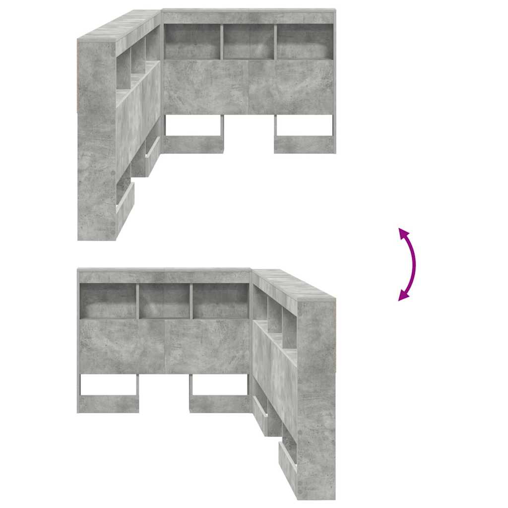 Cabeceira de armazenamento com cabeceira Cinzento cimento 75 cm