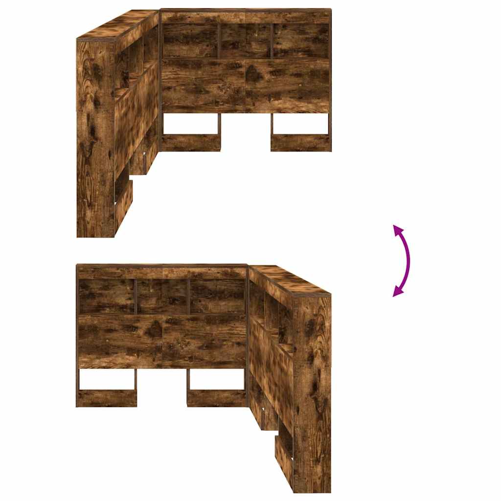 Cabeceira de armazenamento com prateleira Carvalho fumado 75 cm