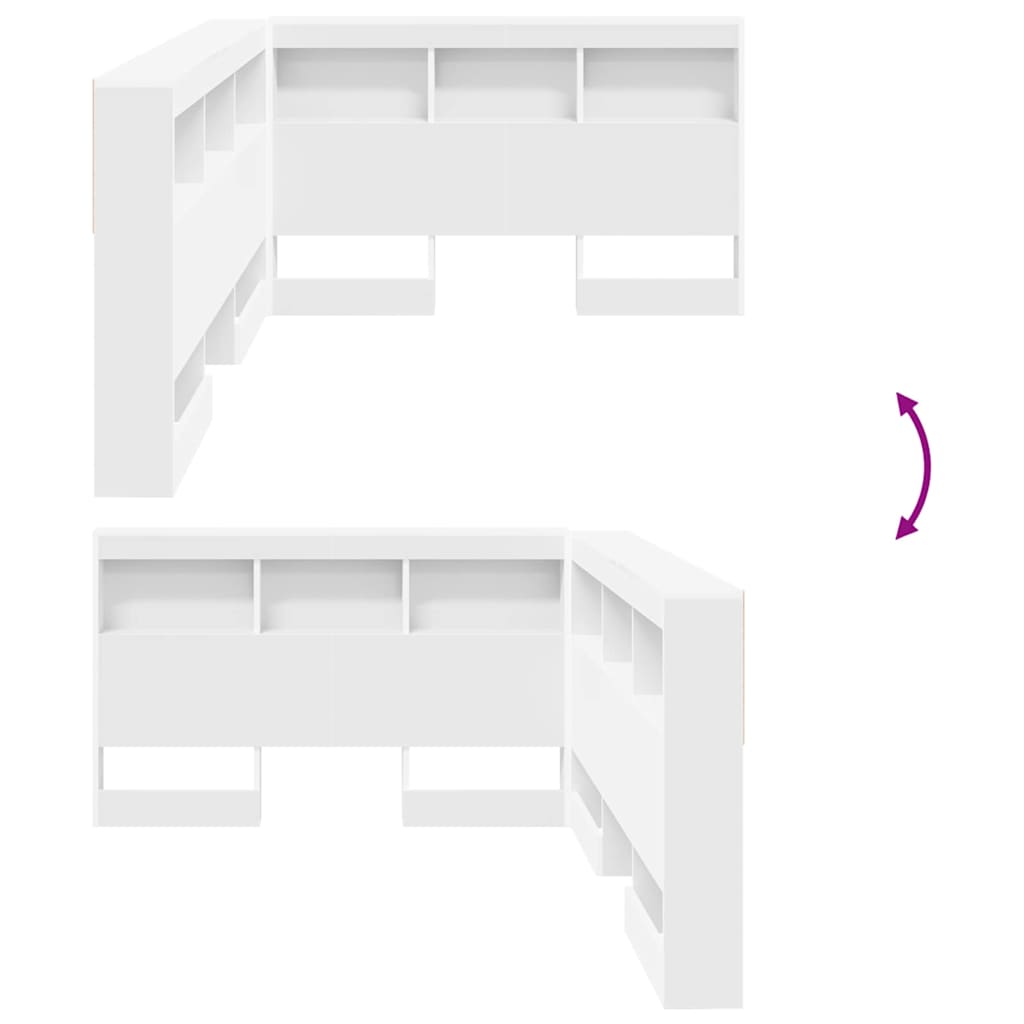 Cabeceira de armazenamento Branco 120 cm Madeira processada