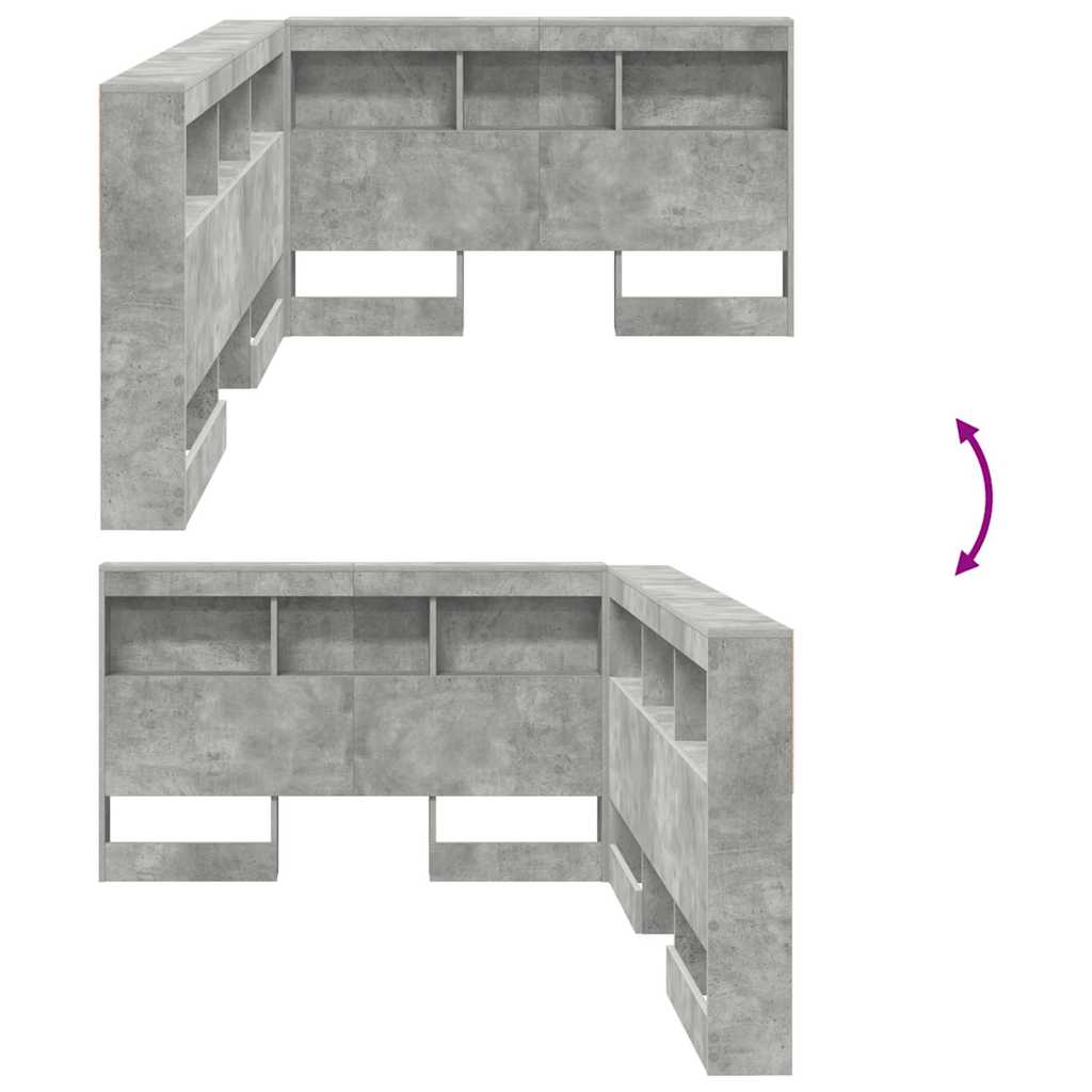 Cabeceira de armazenamento Cinzento cimento 120 cm
