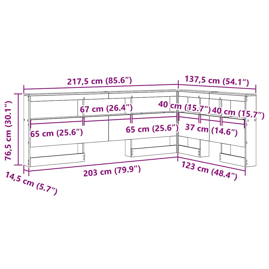 Cabeceira de armazenamento carvalho artisiano 120 cm