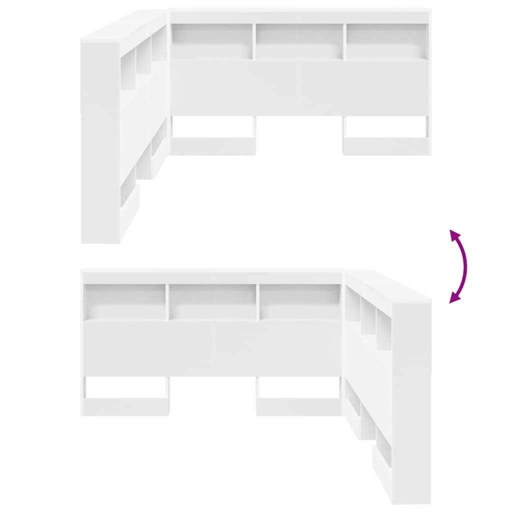 Cabeceira de armazenamento Branco 135 cm Madeira processada