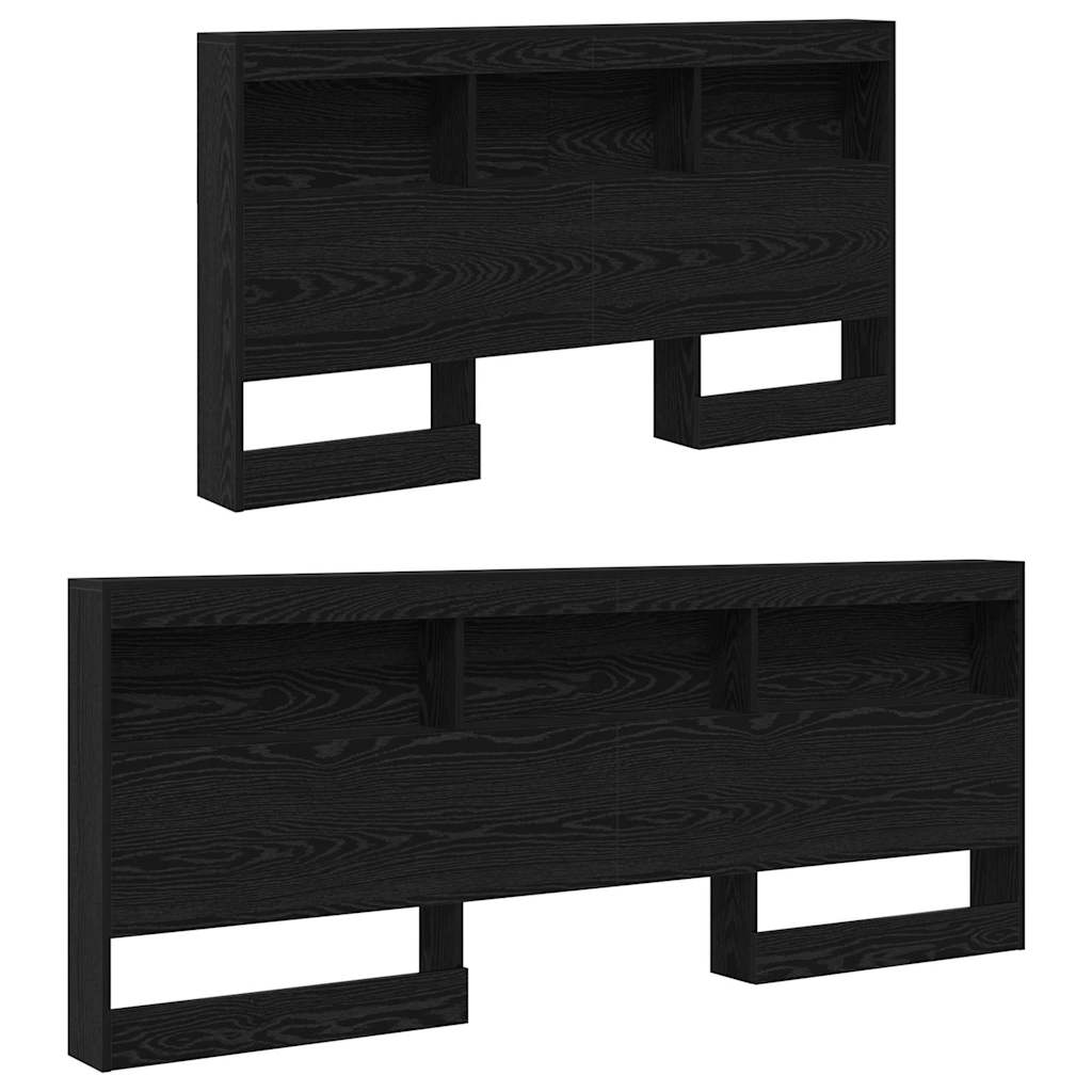 Cabeceira de armazenamento com prateleira Carvalho preto 135 cm