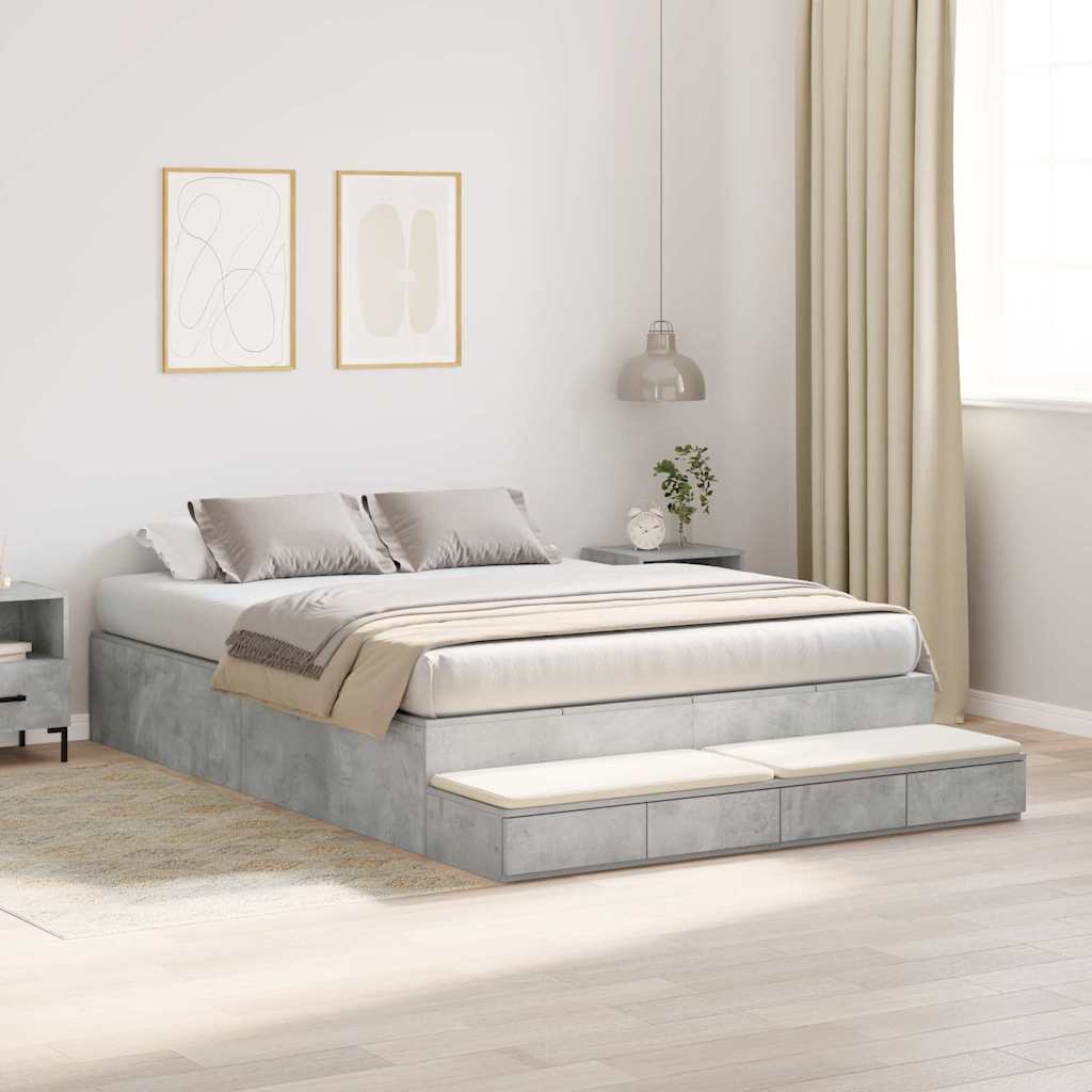 Estrado de cama com arrumação com gaveta Cinzento 140 cm