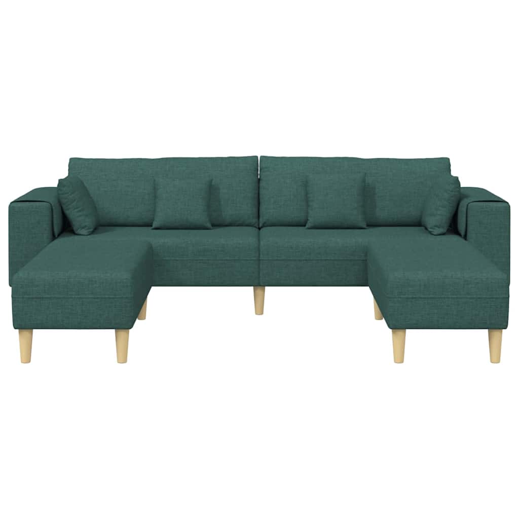 Sofá de Tecido com almofada 3 pcs Verde Escuro 208 cm tecido