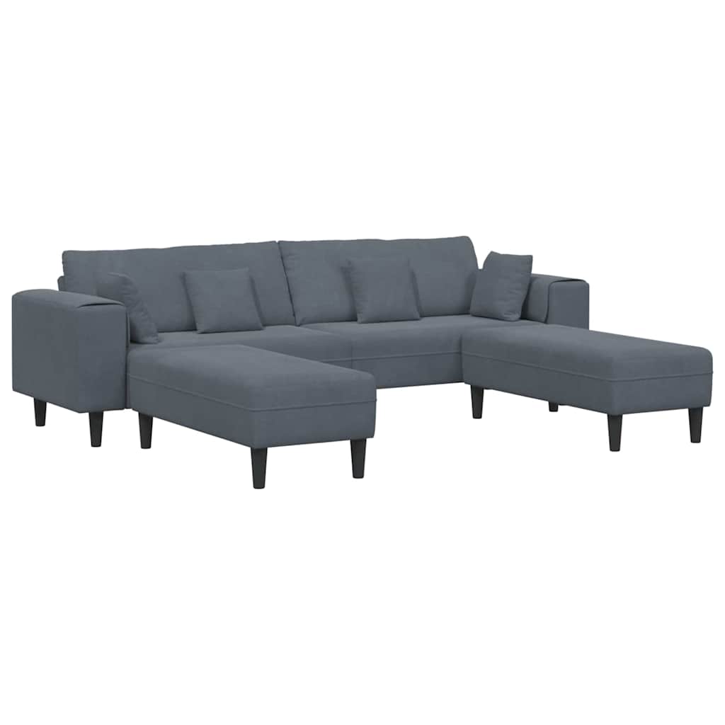 Sofá de Veludo com almofada 3 pcs Cinza Escuro 208 cm Veludo