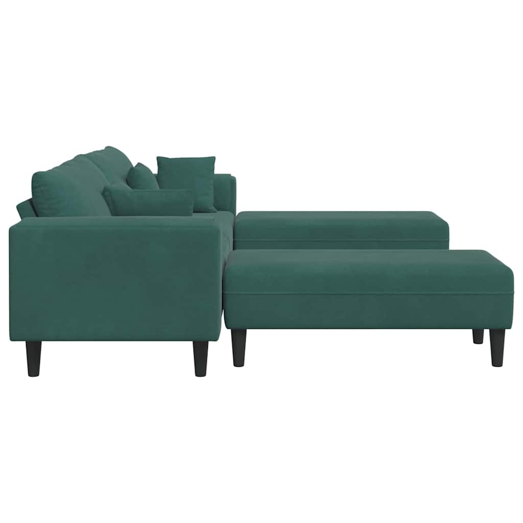 Sofá de Veludo com almofada 3 pcs Verde Escuro 208 cm Veludo