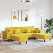 Sofá de Veludo com almofada 3 pcs Amarelo 208 cm Veludo