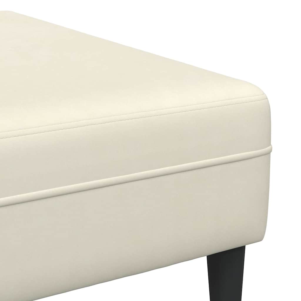 Sofá de Veludo com almofada 3 pcs Creme 208 cm Veludo