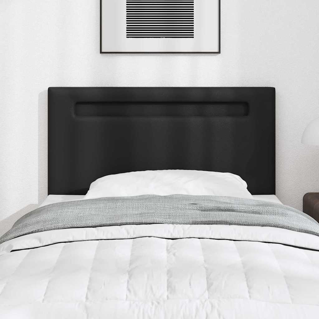 Cabeceira com luzes de tira LED com cabeceira Preto 90 cm PVC
