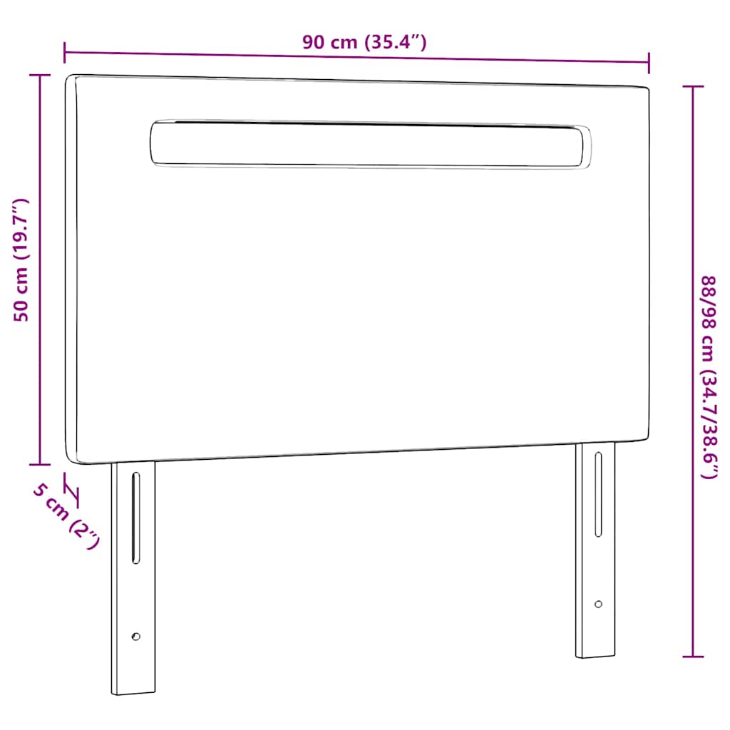Cabeceira com luzes de tira LED com cabeceira Branco 90 cm PVC