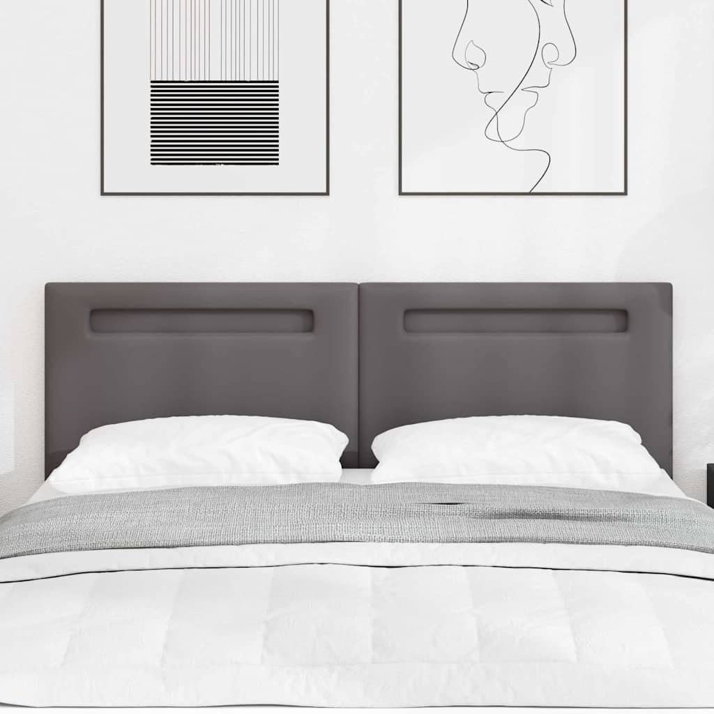 Cabeceira com luzes de tira LED Manual Cinzeto 144 cm PVC