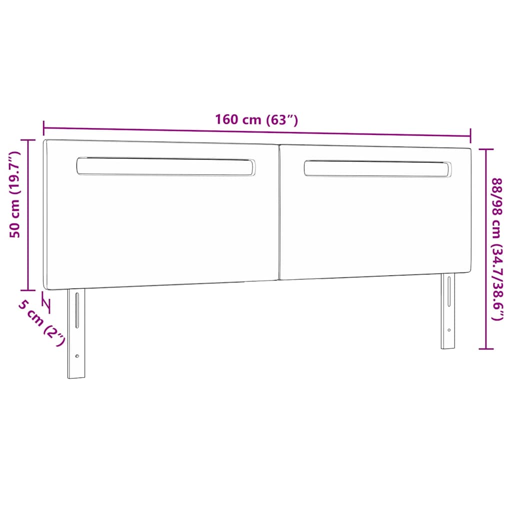 Cabeceira com luzes de tira LED com cabeceira Preto 160 cm PVC