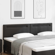 Cabeceira com luzes de tira LED com cabeceira Preto 200 cm PVC