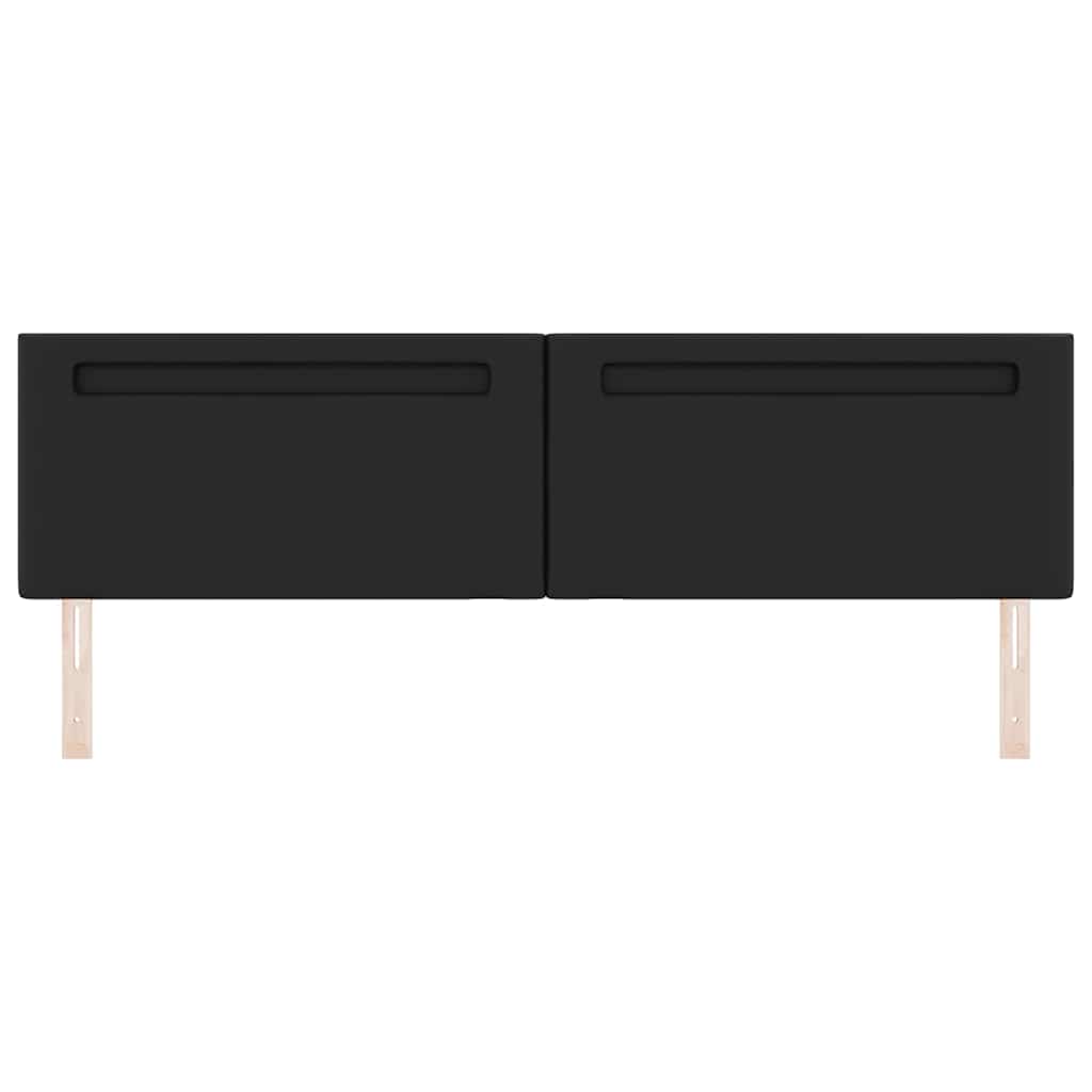 Cabeceira com luzes de tira LED com cabeceira Preto 200 cm PVC