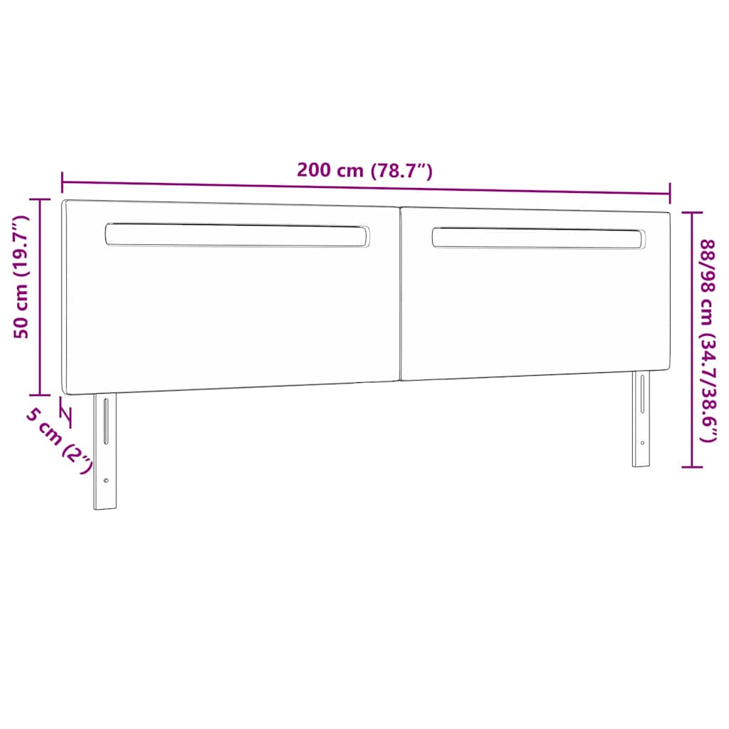 Cabeceira com luzes de tira LED com cabeceira Branco 200 cm PVC