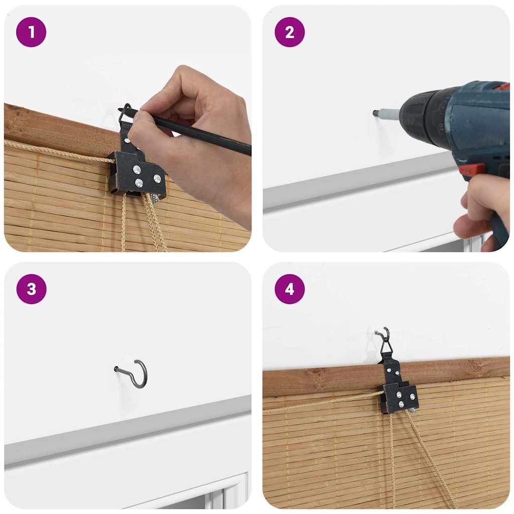 Persianas e Sombras de Janela Outros Manual Marrom Claro Bambu