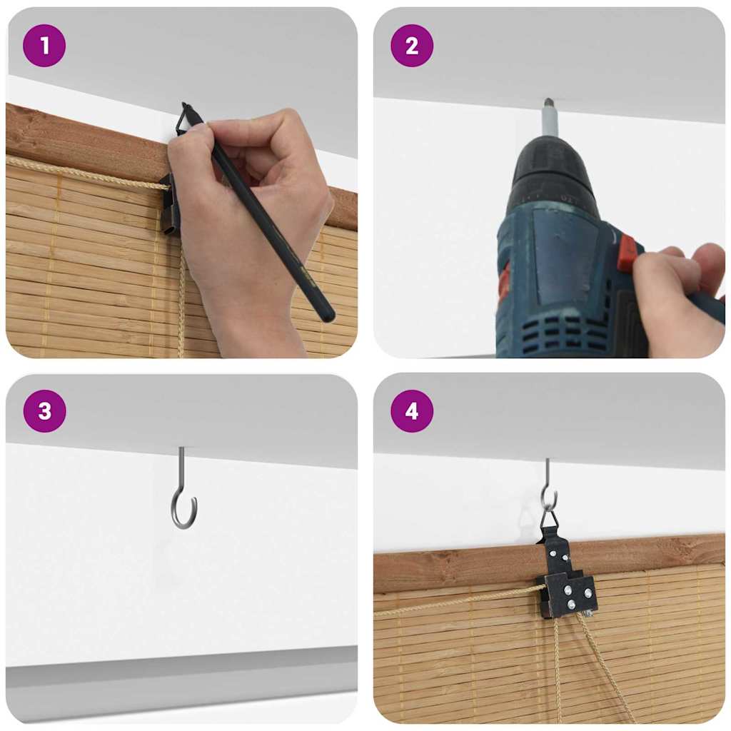 Persianas e Sombras de Janela Outros Manual Marrom Claro Bambu