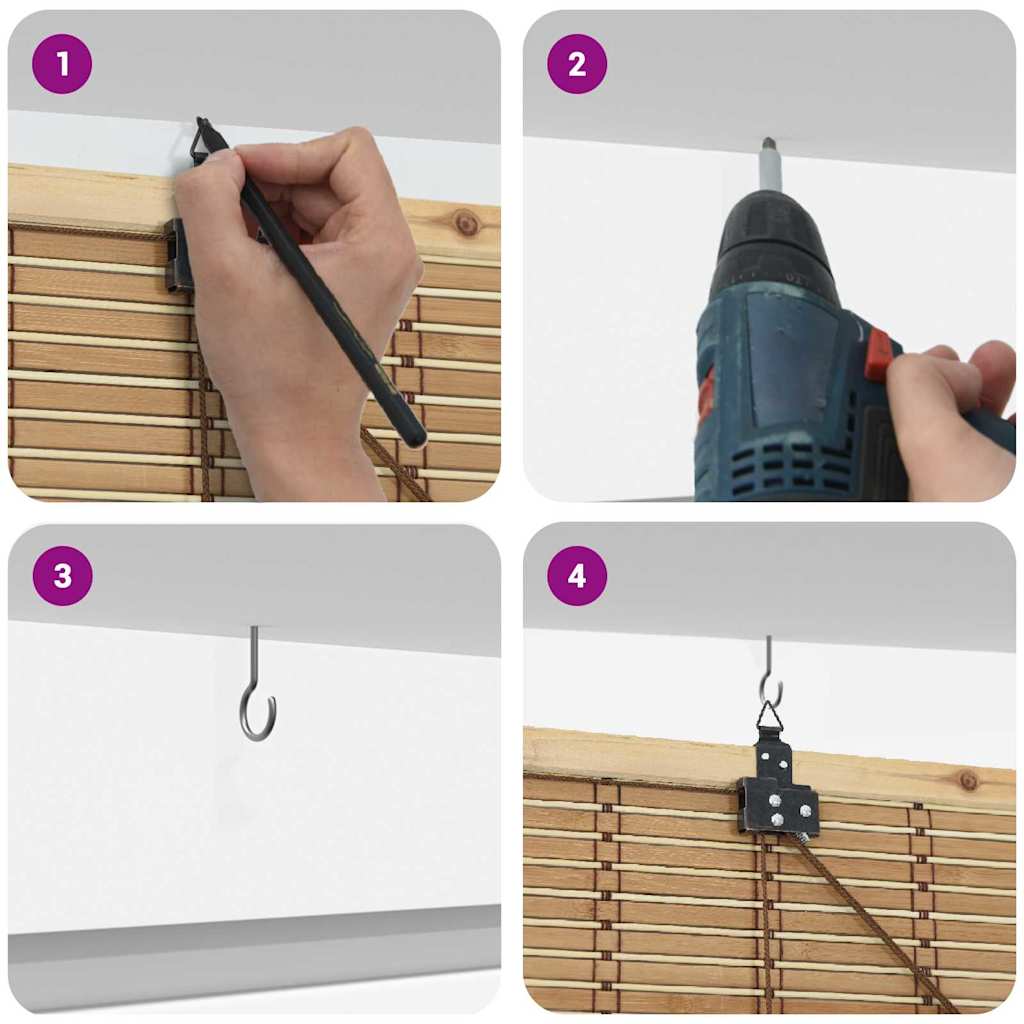 Estores de rolo Outros Manual Marrom Claro 90 x 220 cm Bambu