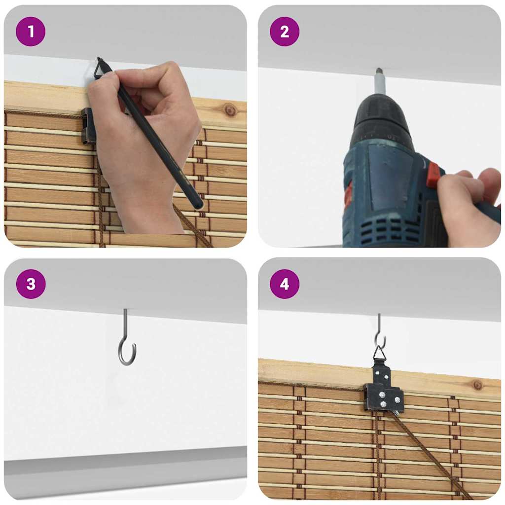 Estores de rolo Outros Manual Marrom Claro 110 x 160 cm Bambu