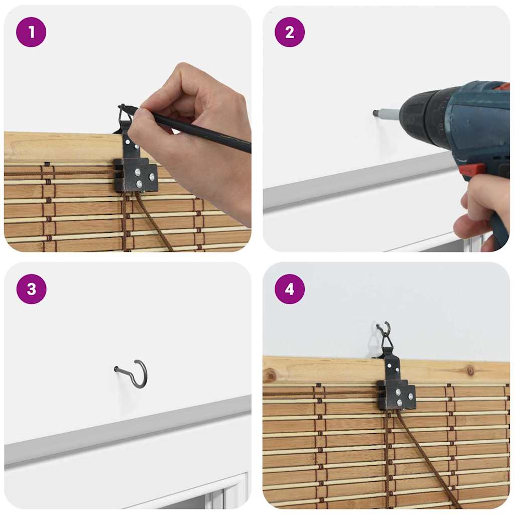 Estores de rolo Outros Manual Marrom Claro 120 x 160 cm Bambu