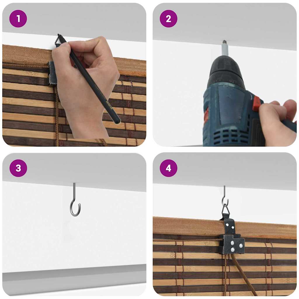 Persiana de Janela Geométrico Castanho 90 x 160 cm Bambu