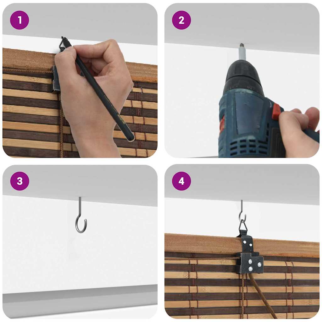 Persiana de Janela Geométrico Castanho 140 x 160 cm Bambu