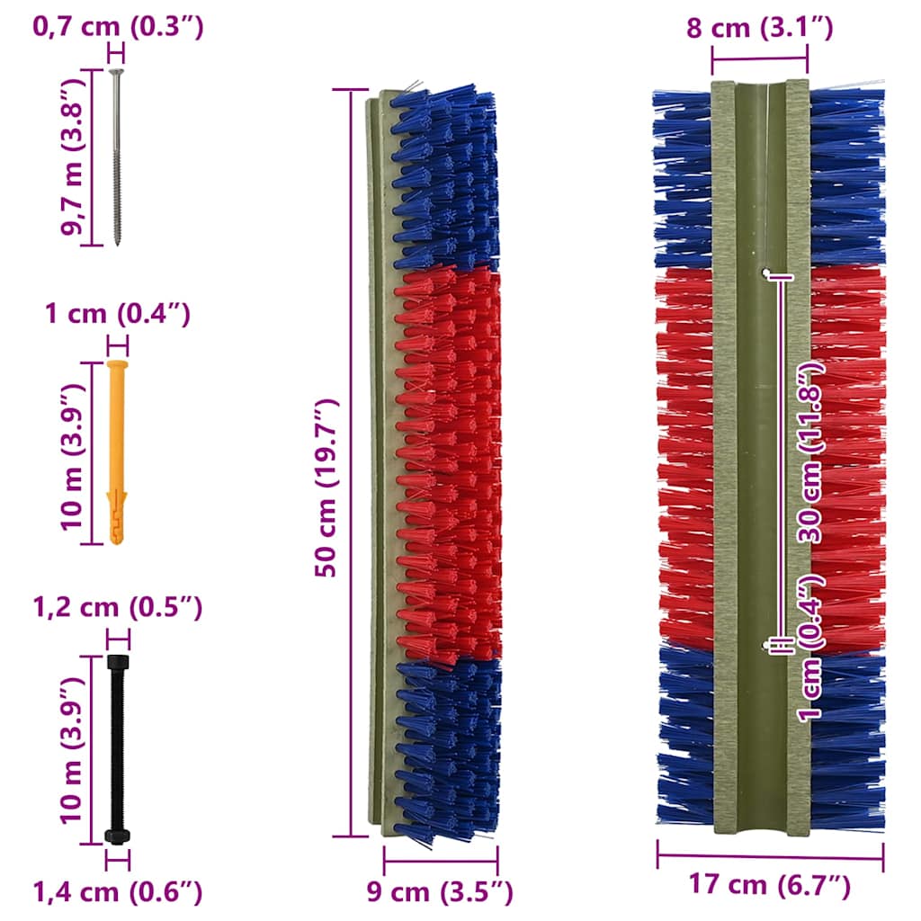 Escovas para Gado Vermelho e Azul 20 x 9 x 50 cm Plástico e Aço