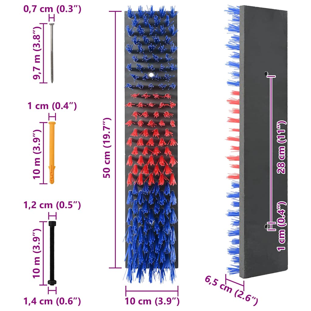 Escovas para Gado Vermelho e Azul 50 x 10 x 6,5 cm