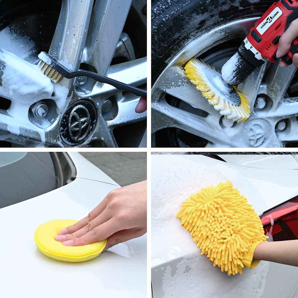 Conjunto de Escovas para Limpeza de Carro 19 pcs Multi Cor na