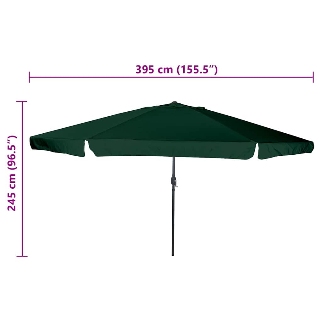 Guarda-sol de Jardim Verde e Preto 395 x 395 x 245 cm