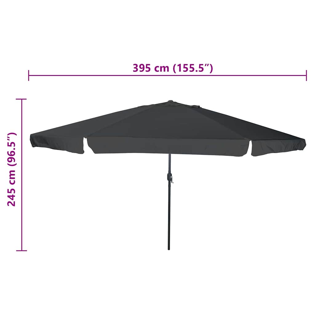 Guarda-sol de Jardim Antracite e Preto 395 x 395 x 245 cm