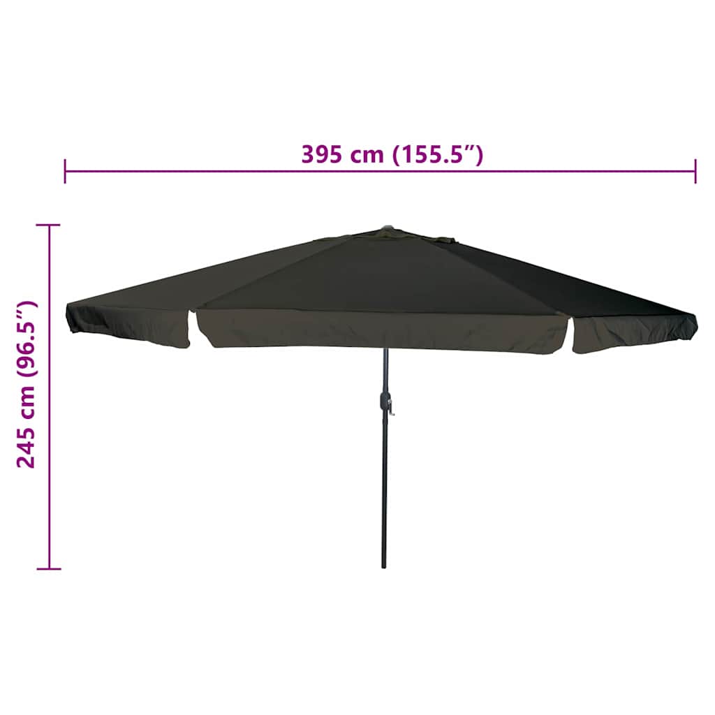 Guarda-sol de Jardim Preto 395 x 395 x 245 cm Poliéster e Aço