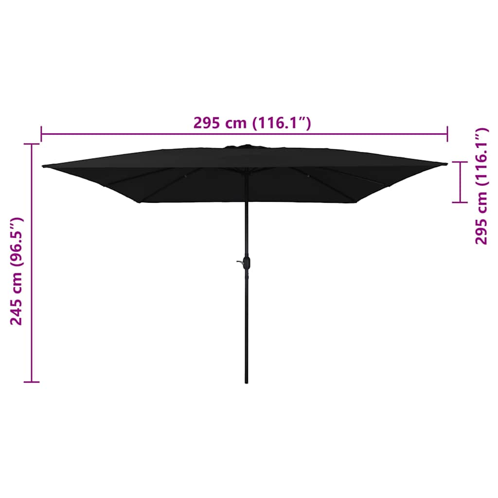 Guarda-sol de Jardim Preto 295 x 295 x 245 cm Poliéster e Aço