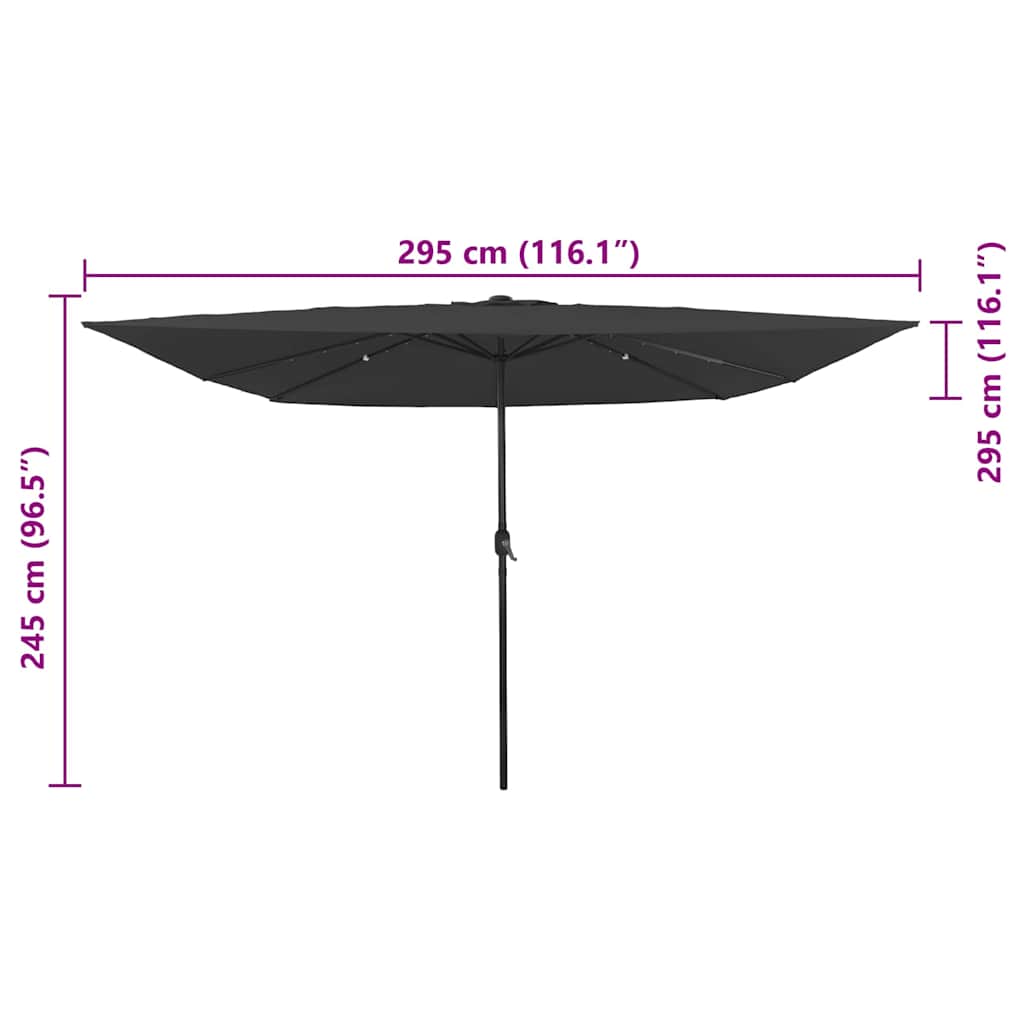Guarda-sol de Jardim Antracite e Preto 295 x 295 x 245 cm