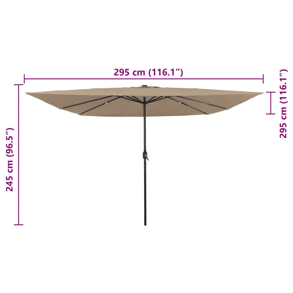 Guarda-sol de Jardim Taupe e Preto 295 x 295 x 245 cm