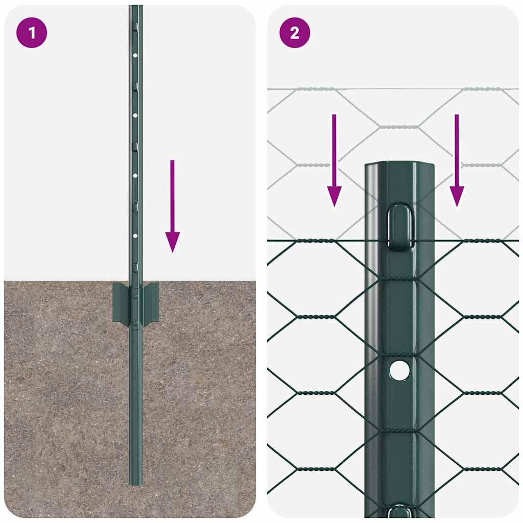 Cerca com Postes Verde 0.8 x 25 m Aço