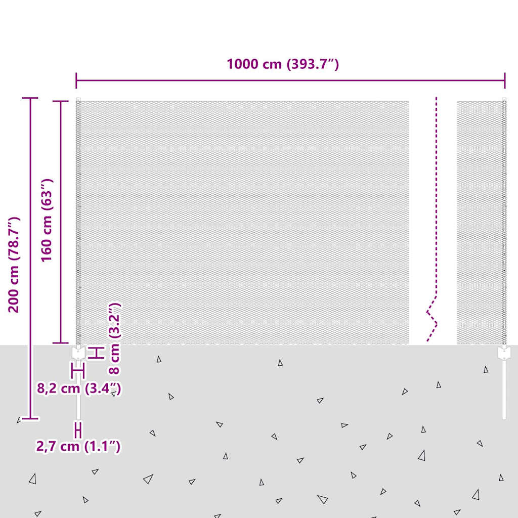 Cerca com Postes Cinzeto 1.6 x 10 m Aço
