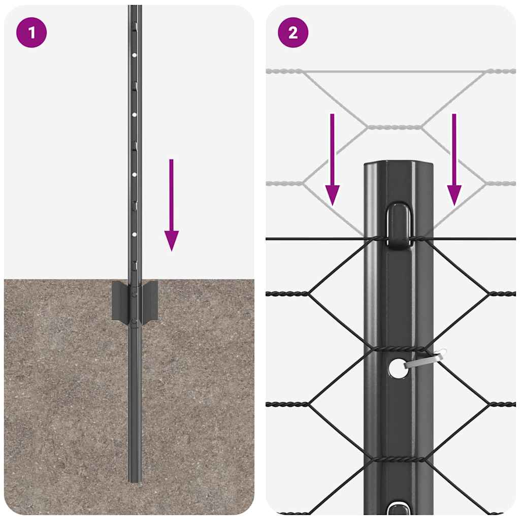 Cerca com Postes Cinzeto 0.4 x 25 m Aço