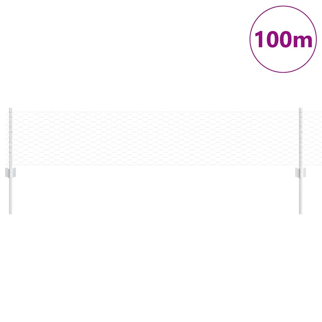 Cerca com Postes Cinzeto 0.4 x 100 m Aço