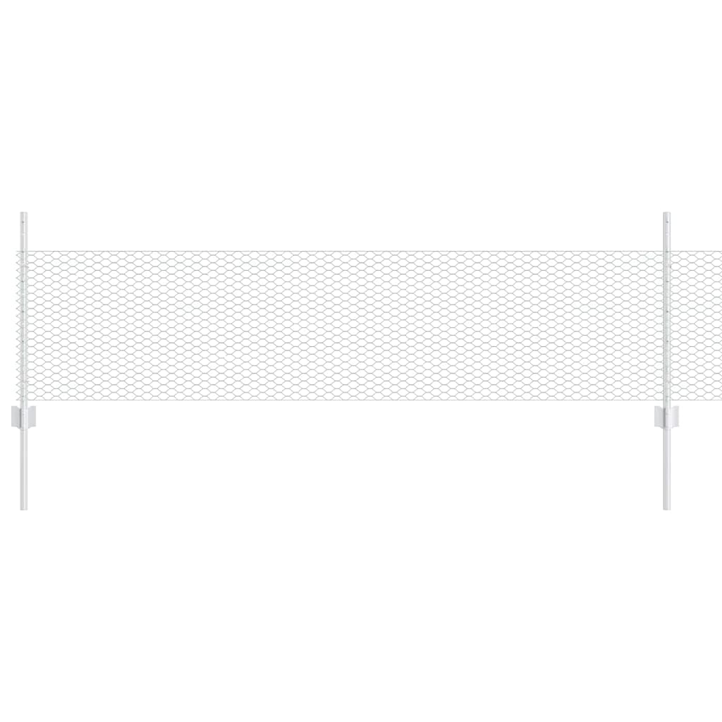 Cerca com Postes Prateado 0.5 x 10 m Aço